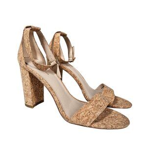 Pelle Moda Womens Cork High Block Heel Sandals Adjustable Straps Size‎ 10M